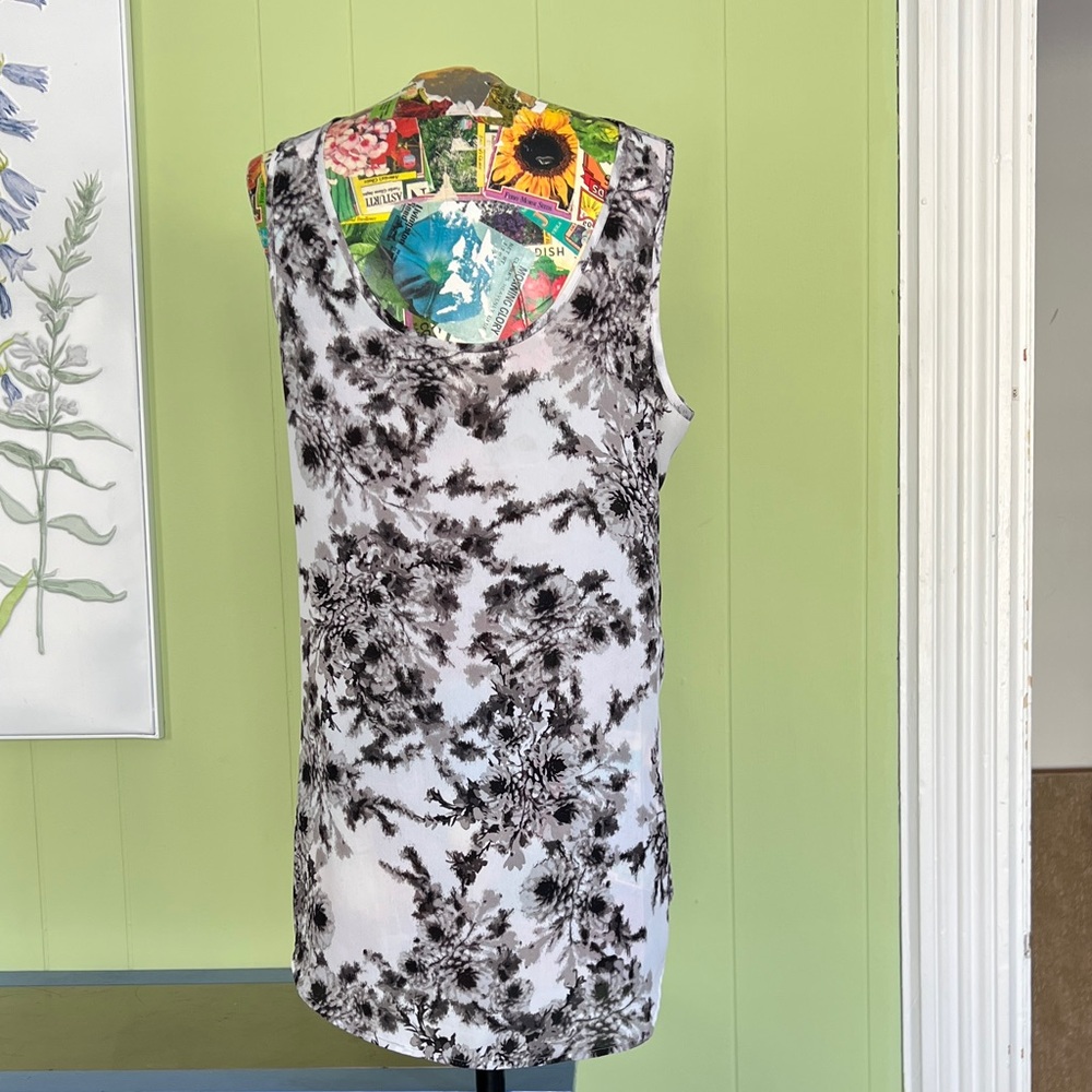 Maurices Black and White Floral Tank Top